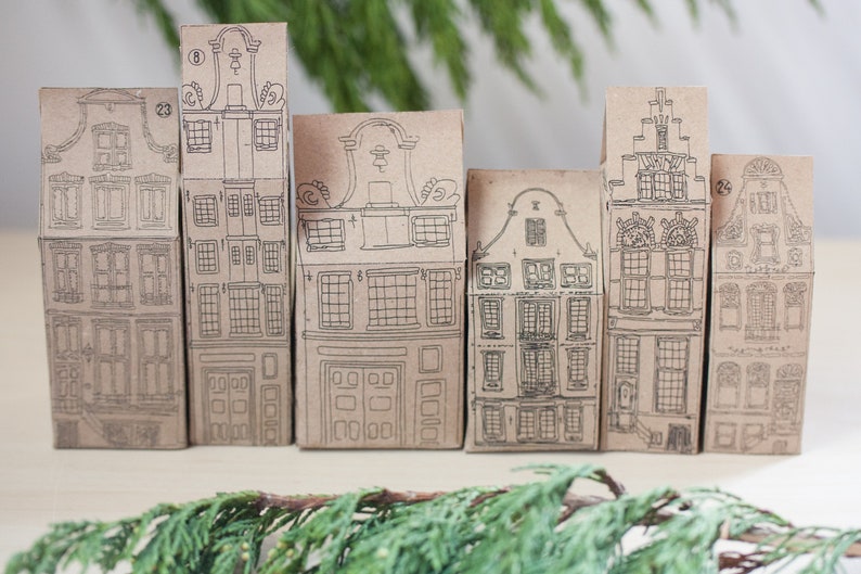 Christmas advent calendar, printable Amsterdam PDF Christmas Village Home Decoration image 8