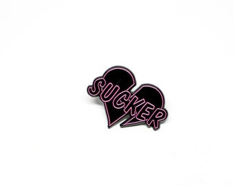 Sucker - Neon Broken Heart Soft Enamel Pin