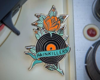 Painkillers Enamel Pin | Vinyl Record Music Lover Gift | Punk Emo | Tattoo Inspired Badge | Collectible