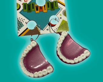 mini denture, tooth, teeth, dental earrings