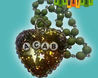 ACAB アップサイクルラインストーンハートネックレス