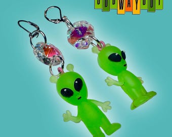 Alien Rhinestone Crystal Dangle Earrings – Bold Statement Jewelry