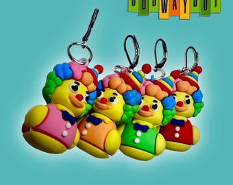 Rainbow Clown Dangle Earrings – Bold Statement Jewelry
