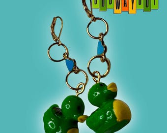 Turtle Rubber Duck Dangle Earrings – Bold Statement Jewelry