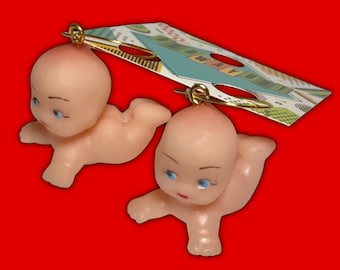 Kewpie Doll Hoop Earrings: Kitsch Retro Baby Doll Jewelry