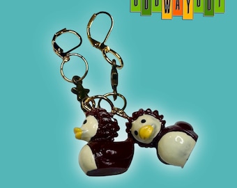 Hedgehog Rubber Duck Dangle Earrings – Bold Statement Jewelry