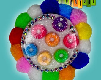 Froot Loops Rainbow Cereal Rhinestone Collage Magnet