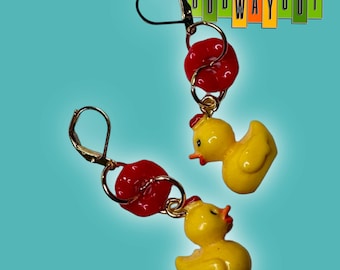 Baby Chick Rubber Duck Dangle Earrings – Bold Statement Jewelry