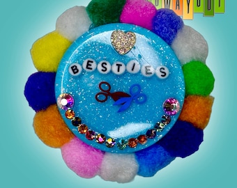 Lesbian Besties Scissor Rhinestone Collage Magnet