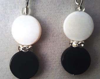Black and White Half Earrings