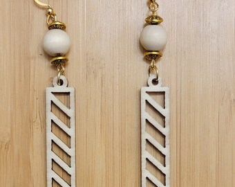 Light Wooden Panel Earrings