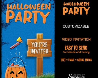 Kids Halloween Party Video Invitation - Customizable