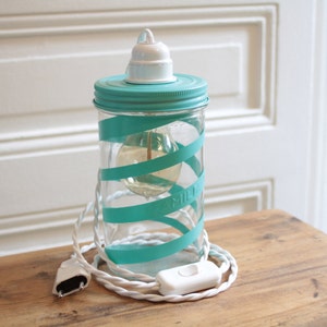 Lamp jar Familia Wiss turquoise spiral image 1