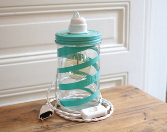 Lamp jar Familia Wiss turquoise spiral
