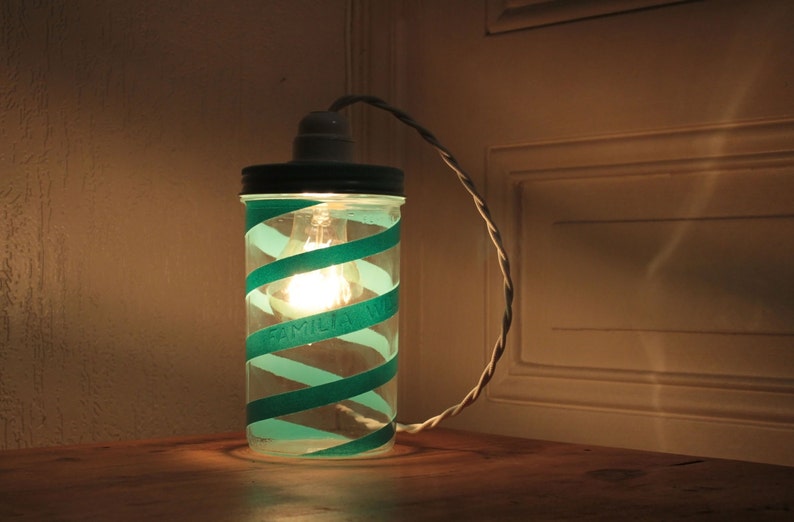 Lamp jar Familia Wiss turquoise spiral image 2