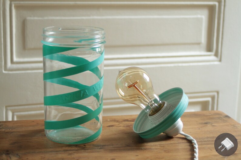 Lamp jar Familia Wiss turquoise spiral image 3