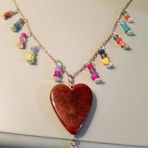 Chunky Heart and Skull Necklace (OOAK)