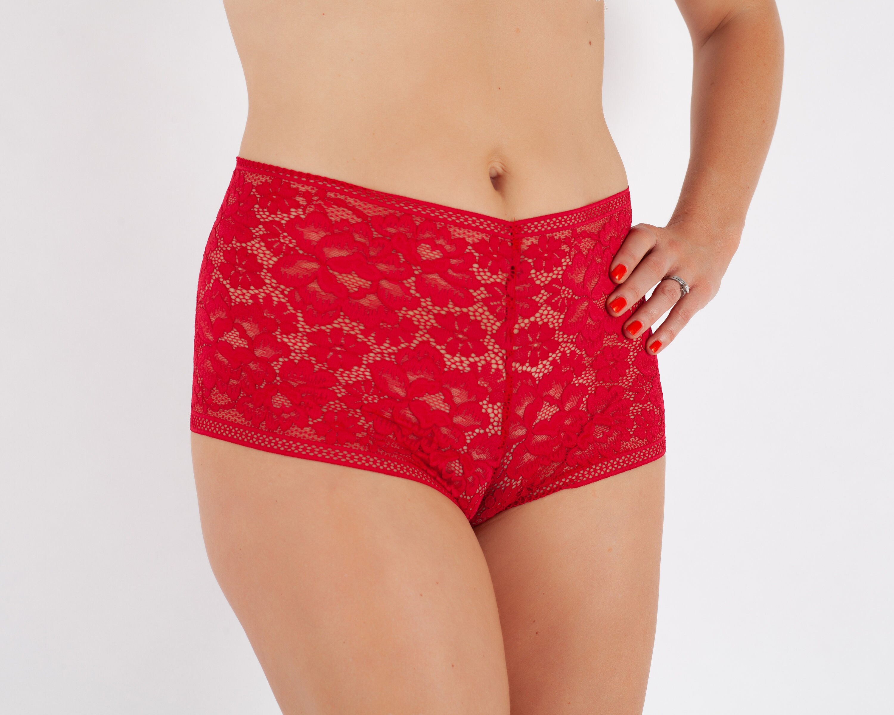 Red Lace Lingerie, Red Lace Knickers, Lace Panties, Red Panties