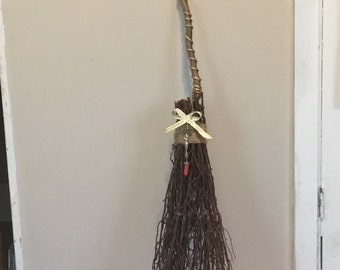 Handcrafted witch broom. Witch broom, witch tool, altar broom, witch decoration, protection broom, Wicca broom, witchcraft.