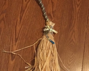 Handcrafted witch broom. Witch broom, witch tool, altar broom, witch decoration, protection broom, Wicca broom, witchcraft.