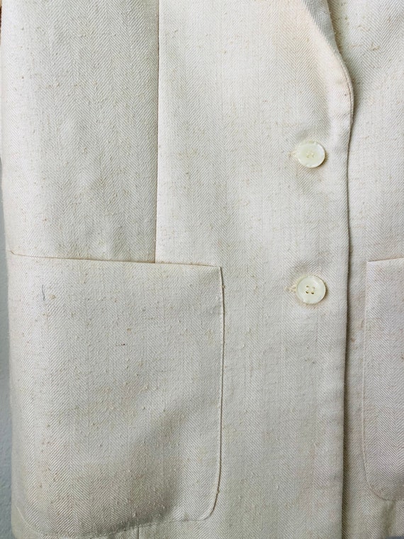 Neutral Vintage 1980's Silk & Wool 2 Button Blaze… - image 4