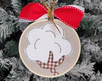 Cotton Boll Ornament, Cotton Christmas Ornaments, Christmas Tree Decor, Farmhouse Christmas, Farm Gifts, Southern Snow, Hooped Ornaments