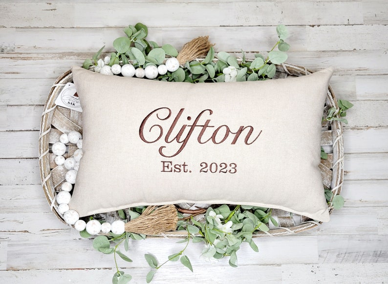 Established Pillow, Established Date, Established Decor, Wedding Gift Pillow, Anniversary Pillow, City Pillow, Personalized Decor Pillow image 1