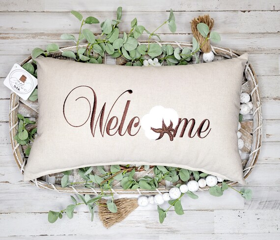 Welcome Pillow Welcome Home Pillow Farmhouse Cotton Cotton Boll Decor Cotton Boll Pillow Farmhouse Cotton Decor Foyer Accent Pillow Etsy Australia
