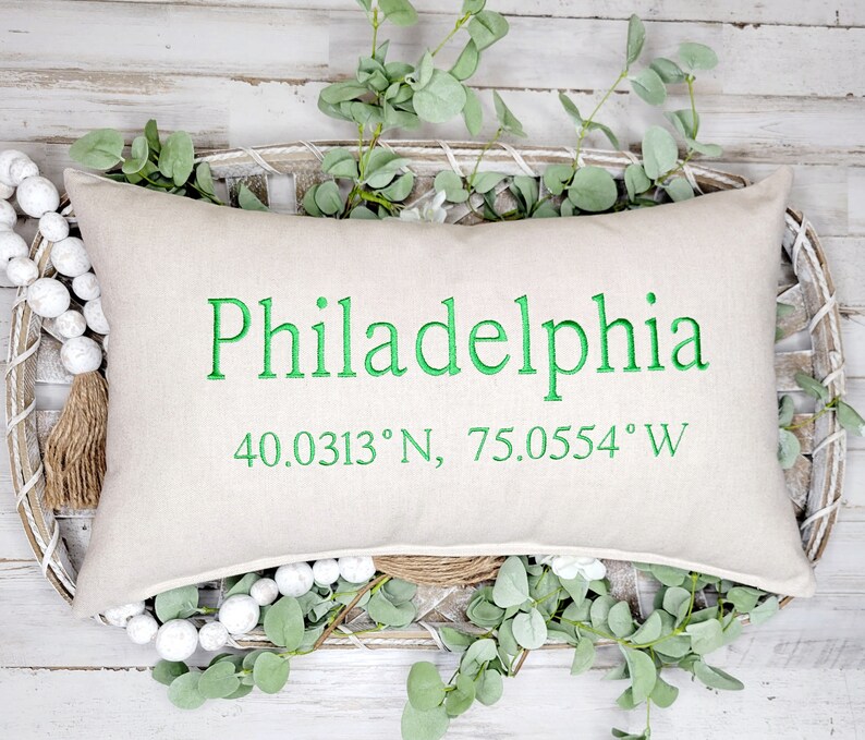 Coordinates Gift, GPS Coordinates Gift, Personalized Coordinates Gift, Latitude Longitude Coordinates, Wedding Gift Pillow, City Pillow image 6