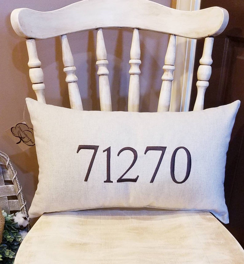 Zip Code Pillow Zip Code Decor Zip Code Gifts Personalized Etsy