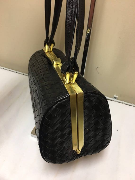 GANSON Vintage Soft Woven Leather Black & Gold Ba… - image 6