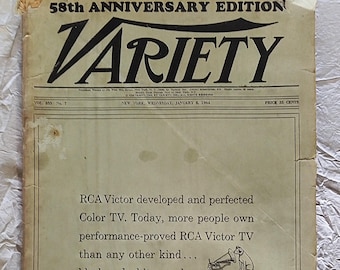 1964 Variety Magazine Annual Book 58th Anniversary, Film Industry Collector's Piece