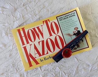 Vintage Complete How to Kazoo 1983 Book by Barbara Stewart - plus a Real Tin Kazoo!