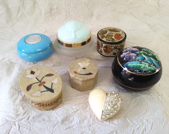Vintage Trinket Bowls Sold Separately - Marble, Glass, Soapstone, Enamel