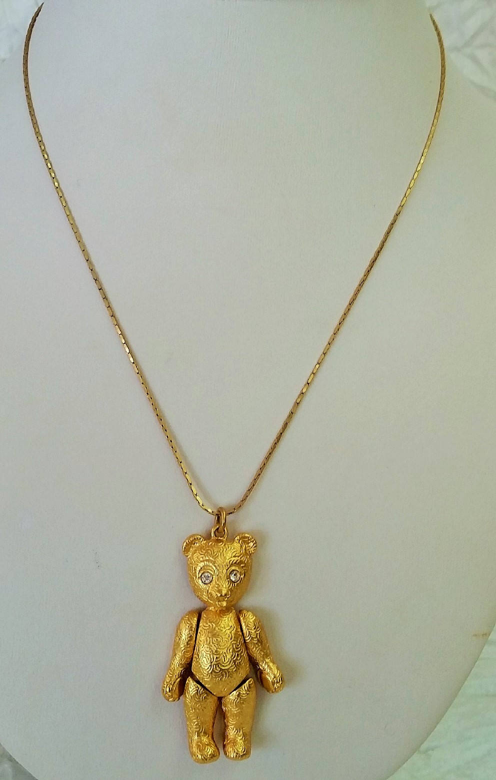 Signed AK Anne Klein Pendant, Golden Teddy Bear