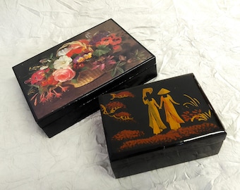 Vintage Lacquerware Jewellery Box Selection – Floral Bouquet or Asian Ladies