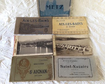 Antique French Photo Postcard Booklets Selection: 12 to 24 Perforated Card Sets
