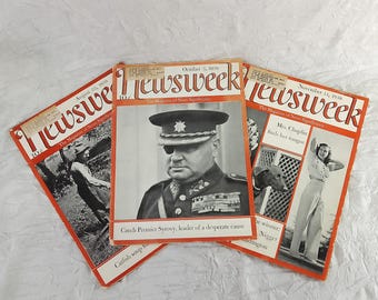1938 Newsweek Magazines (Lot of 3) – Pre-WWII Era, Vintage Ads