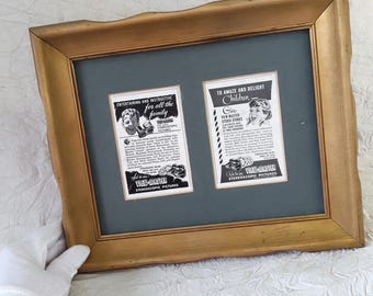 Mid Century Gilt Picture Frame - Sawyer's Inc. View-Master Magazine Ads Pair