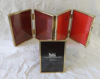 Vintage Solid Brass Photo Frames: 2 Doubles & a Single, 3.5 x 5" / 9 x 13 cm