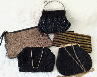 Little Black Evening Bags, Five to Choose From, Vintage Glam, All Same Price