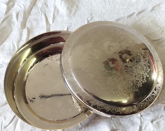 Italian Silver Plated Dresser Bowl: Hand Etched & Signed by Artist 1998