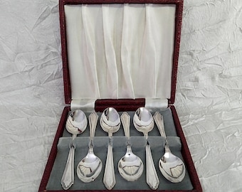 Boxed Vintage Demitasse Spoons: Silver Plated EPNS Made in England