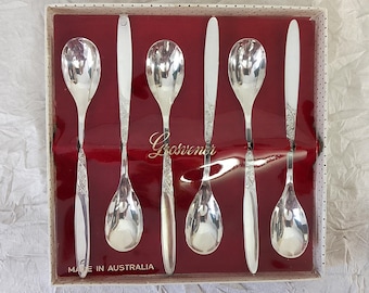 Grosvenor Australia "Christine" Parfait Spoons: EPNS Cutlery Set in Box