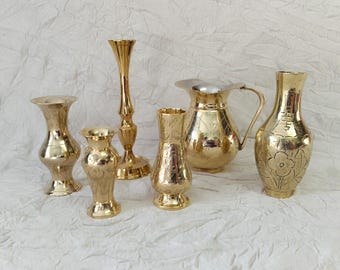 Small Vintage Brass Collectables, Your Choice - Vases, Candlestick, Milk Jug