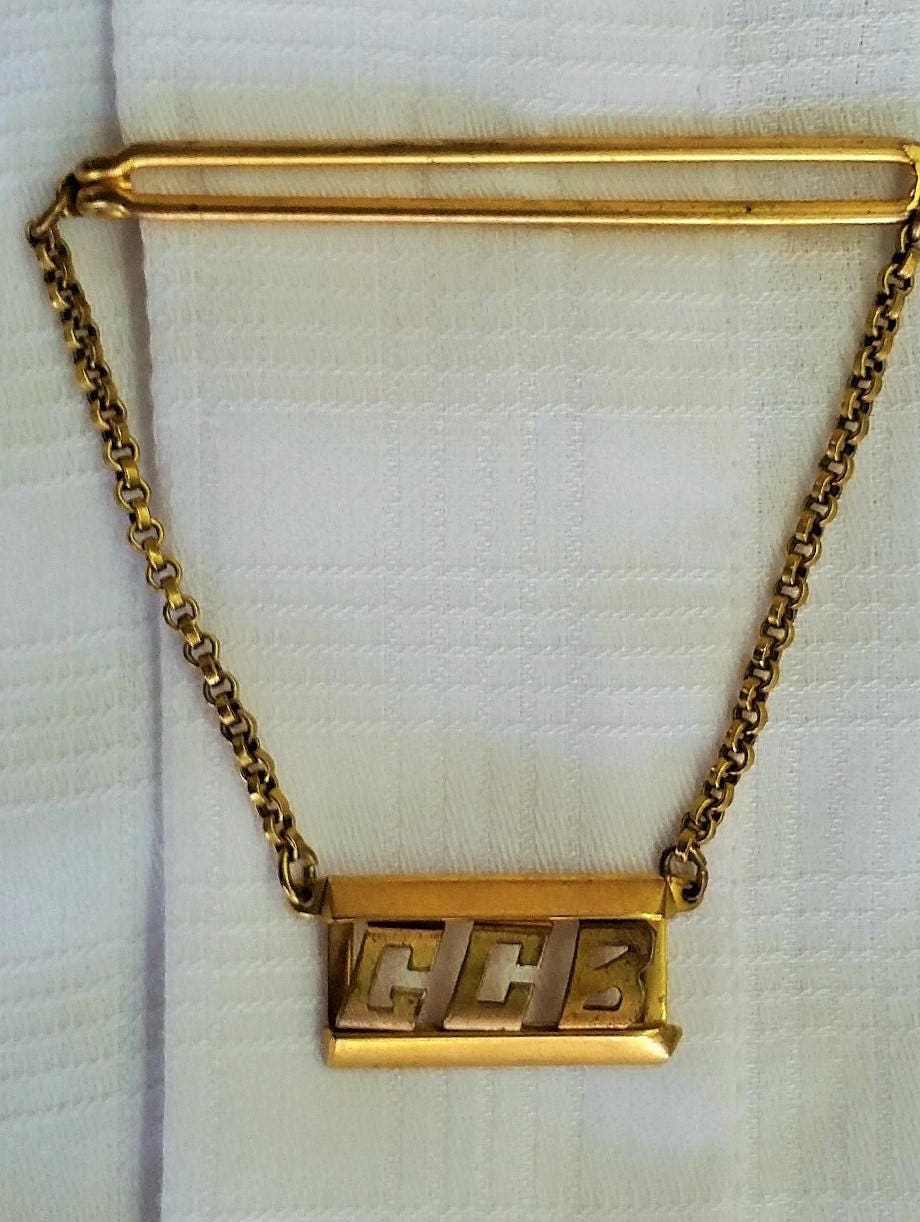 Vintage Men's Tie Chain Monogram GCB Fob Swank Pat Etsy Australia