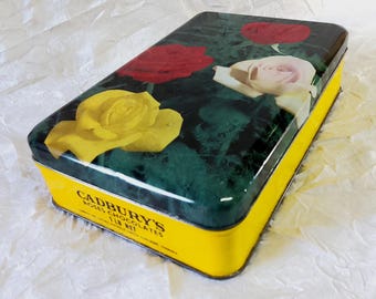 Old Cadbury's Roses Chocolates Tin: Pre Metric 1 LB Net, Hinged Lid