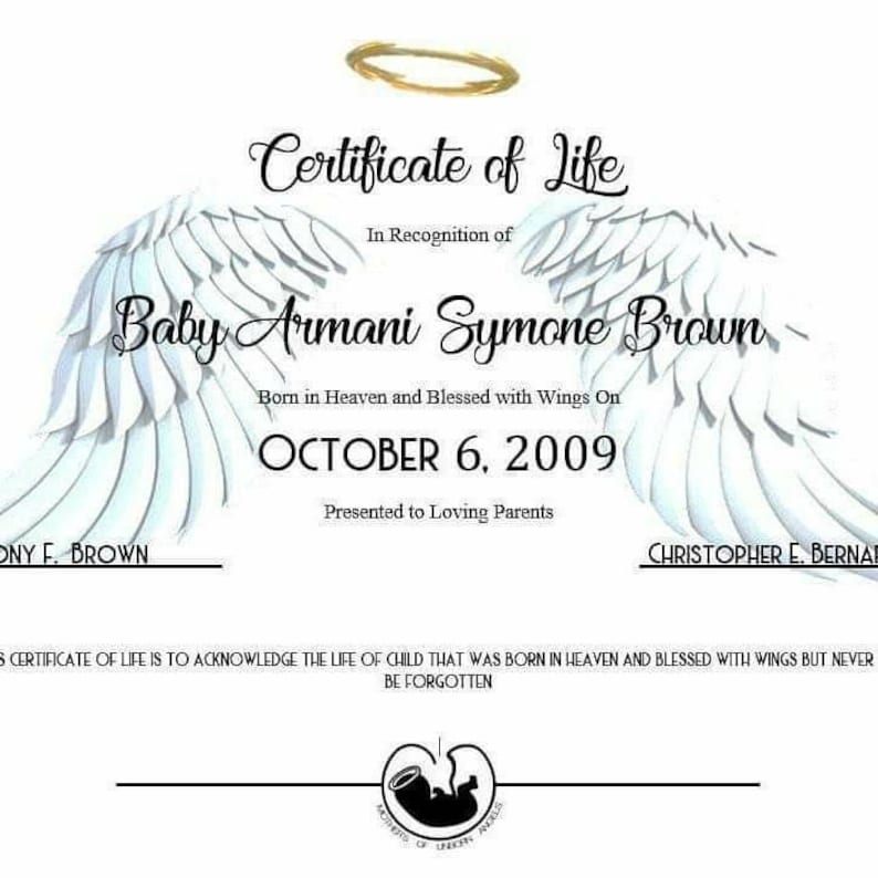 Certificate of Life For Miscarriage and Still Borns Etsy Certificate of Life For Miscarriage and Still Borns Etsy