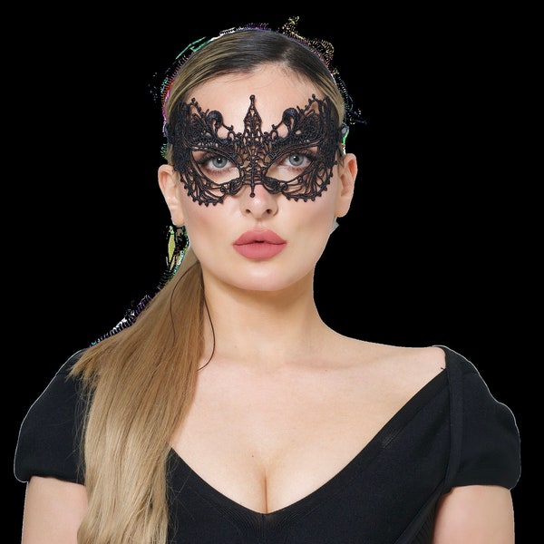 Black Masquerade Mask For Women - Lace Masquerade Masks for Masquerade Party, Proms, Photo Shoot, Venetian Party, Mardi Gras, Halloween