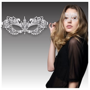 Luxury Mask White theme lace masquerade mask women, feather masquerade masks Phantom, Ana, Swan